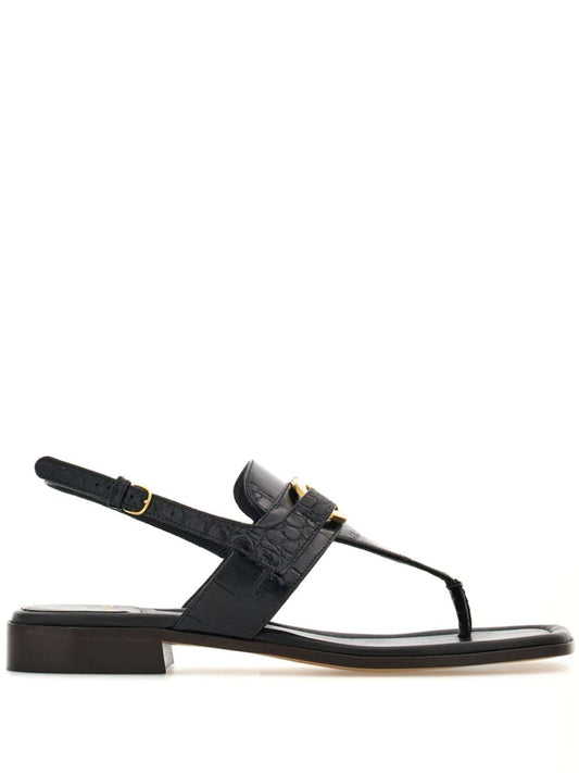 Gancini leather thong sandals