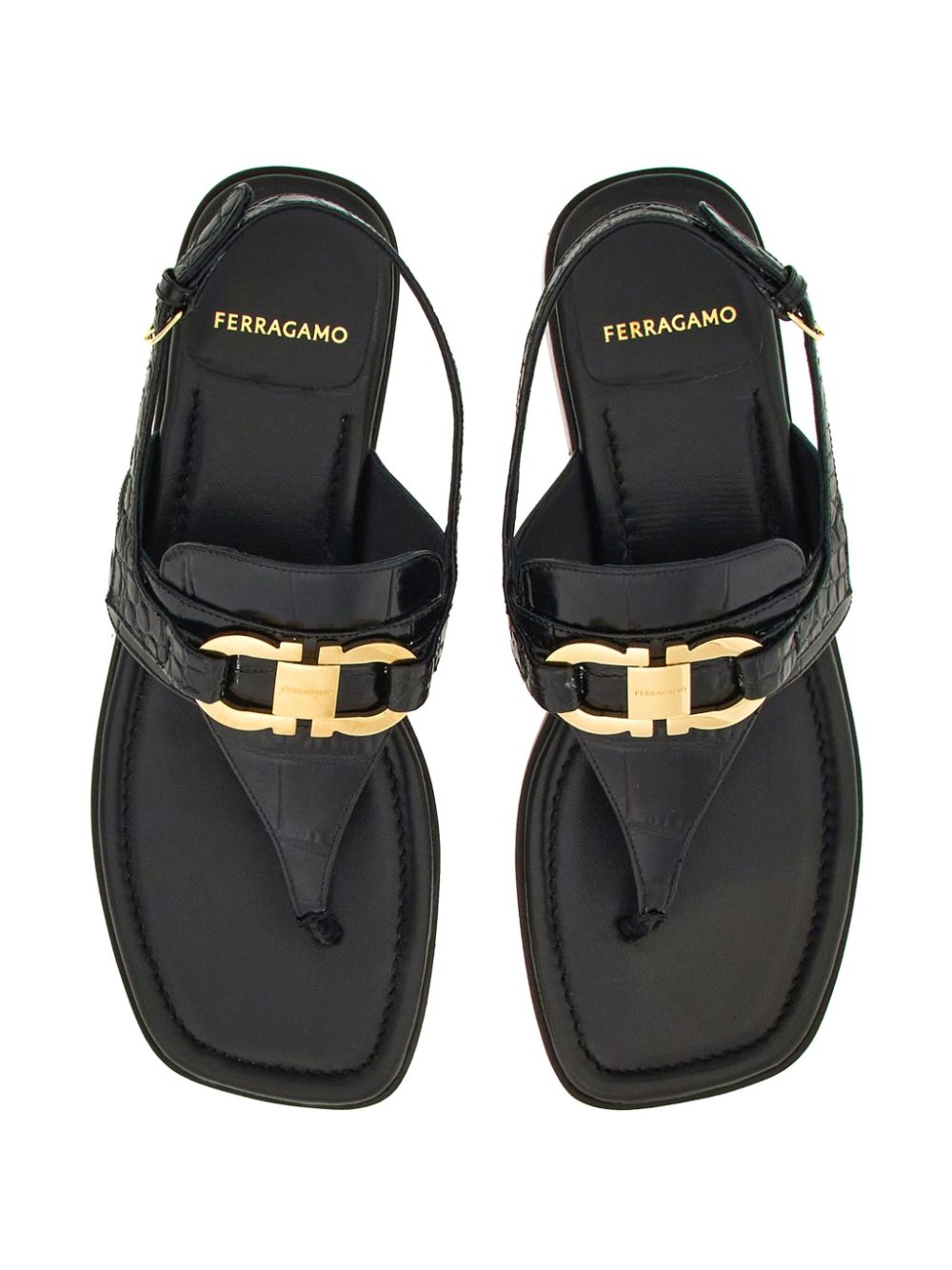 Gancini leather thong sandals