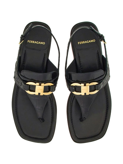 Gancini leather thong sandals