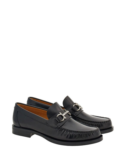 Gancini leather loafers