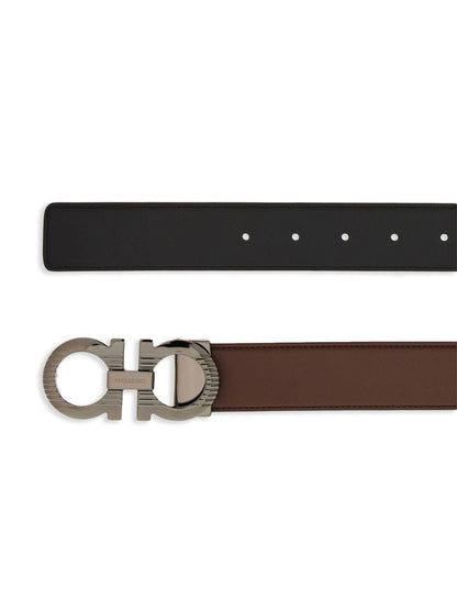 Gancini leather belt