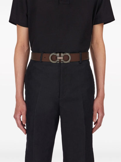 Gancini leather belt