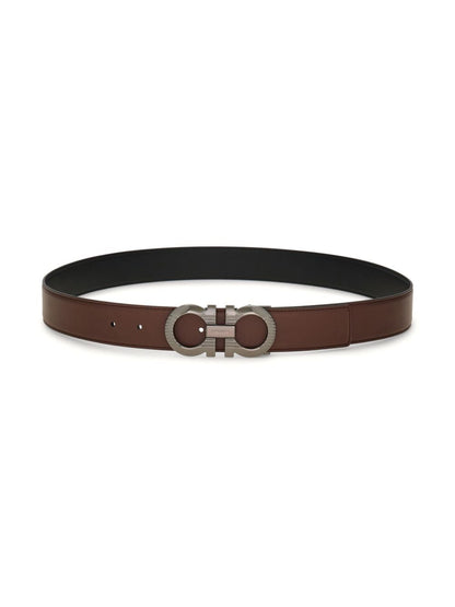 Gancini leather belt