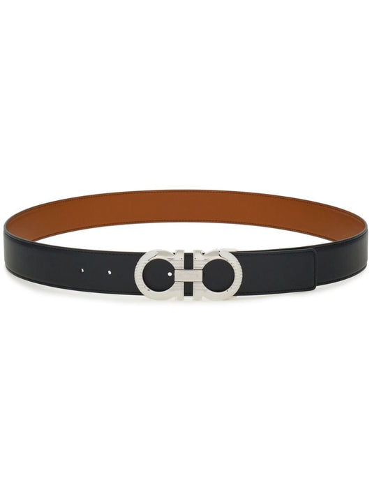 Gancini leather belt