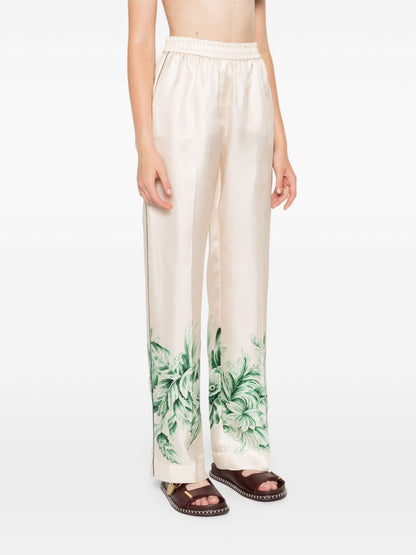 Silk printed trousers