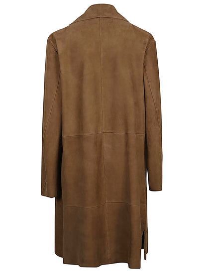 Suede midi coat