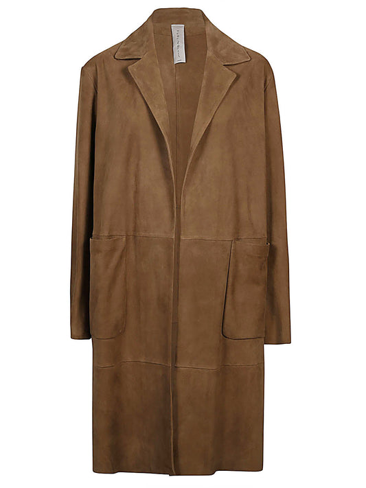 Suede midi coat