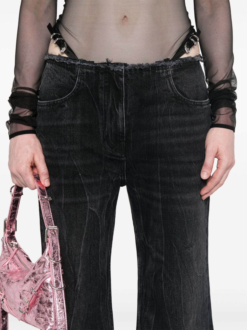 Wide-leg denim cotton jeans