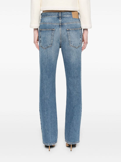 Horsebit denim jeans