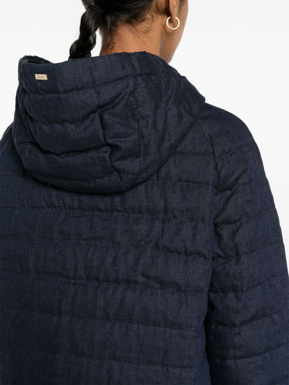 Hooded midi down jacket