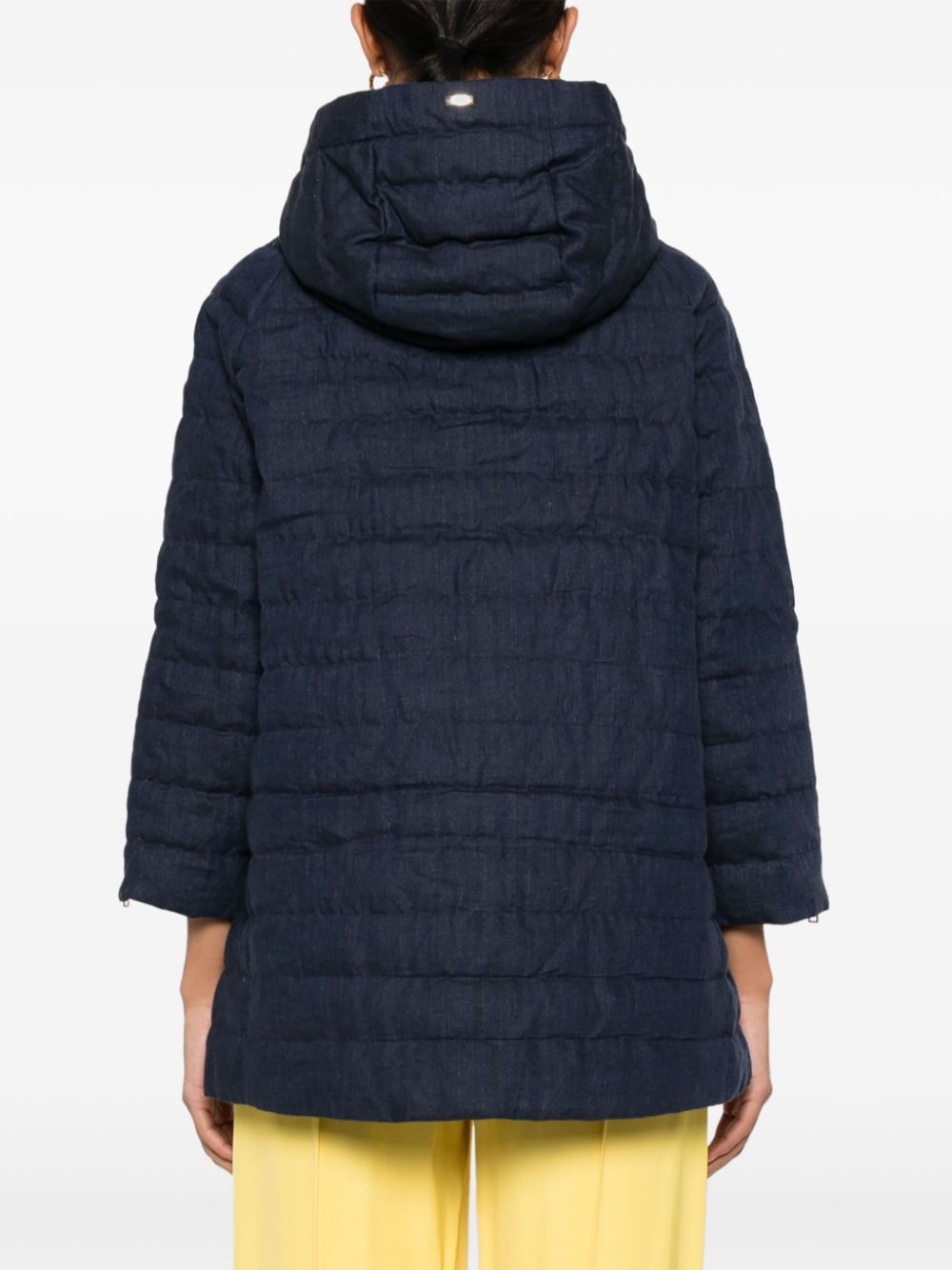 Hooded midi down jacket