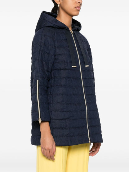 Hooded midi down jacket