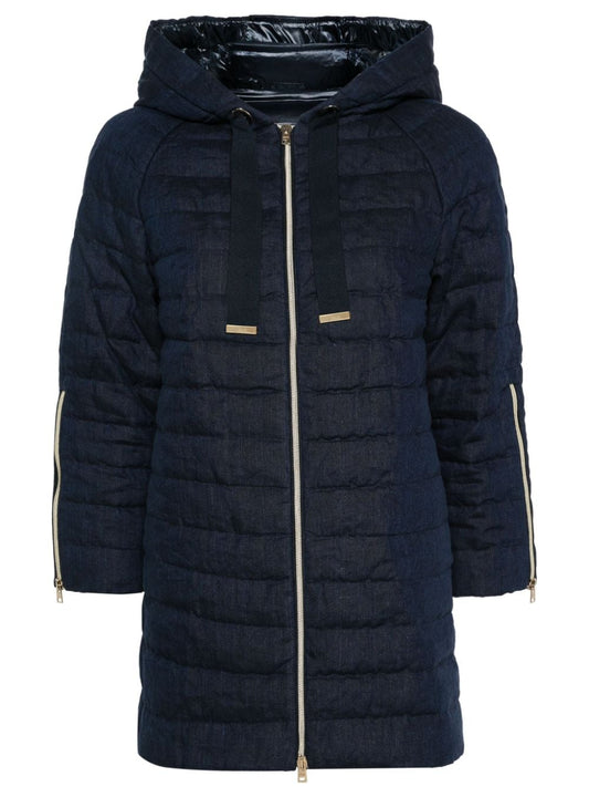 Hooded midi down jacket