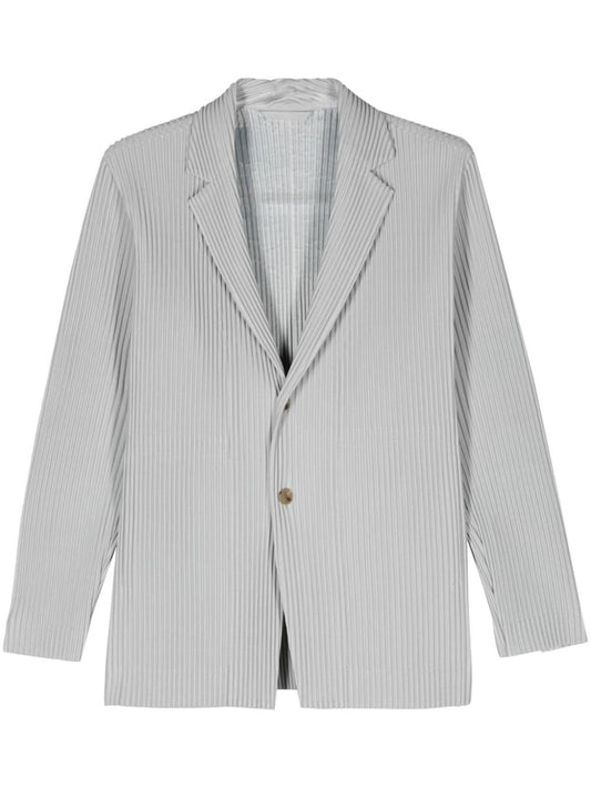 Pleated single-breasted jacket