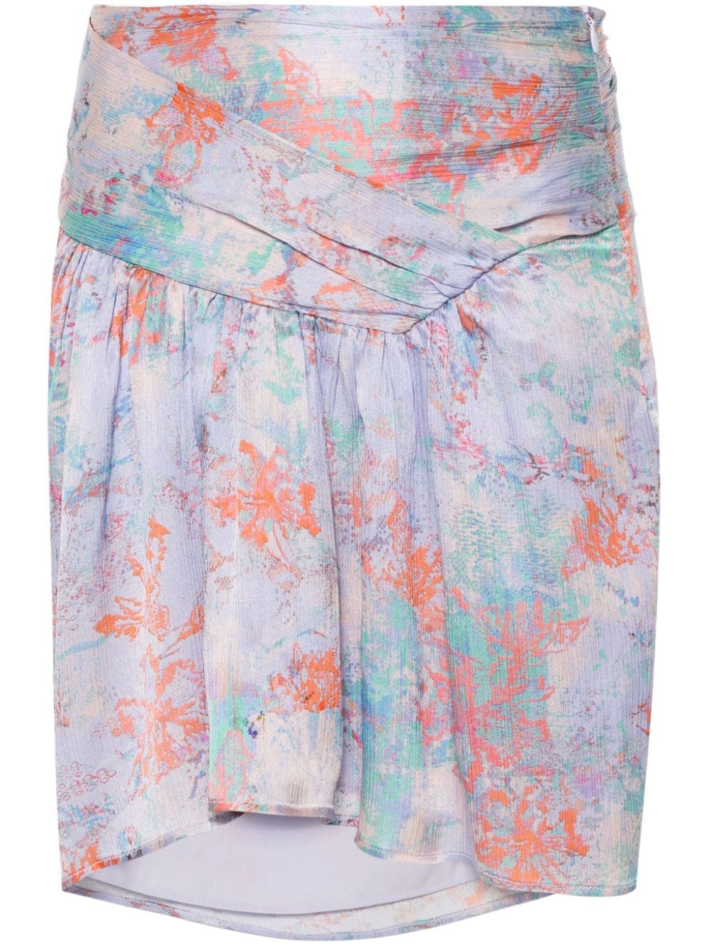 Floral print silk mini skirt