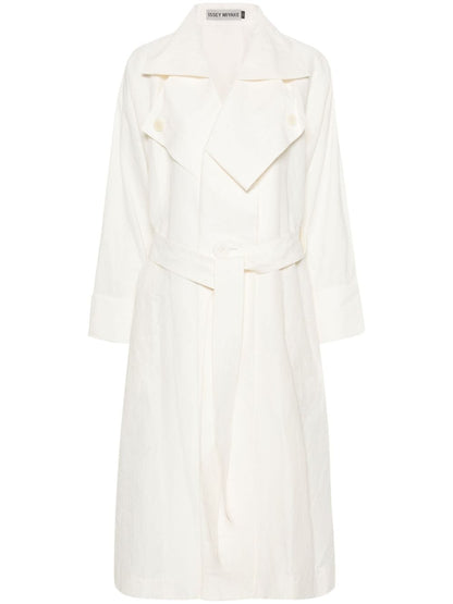 Linen belted trench coat