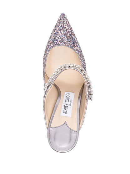 Bing 100 crystal strap glitter heel mules