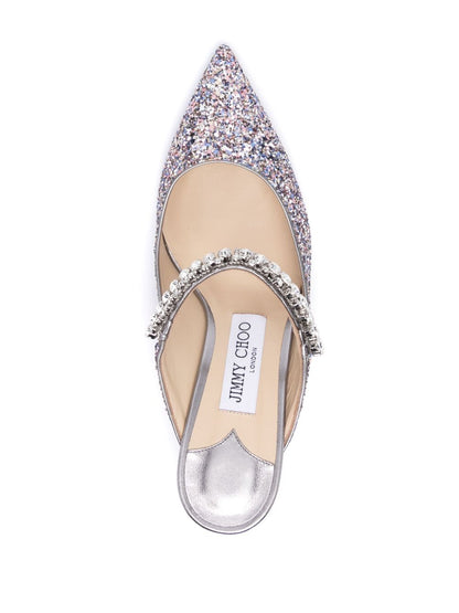 Bing 65 crystal strap glitter heel mules