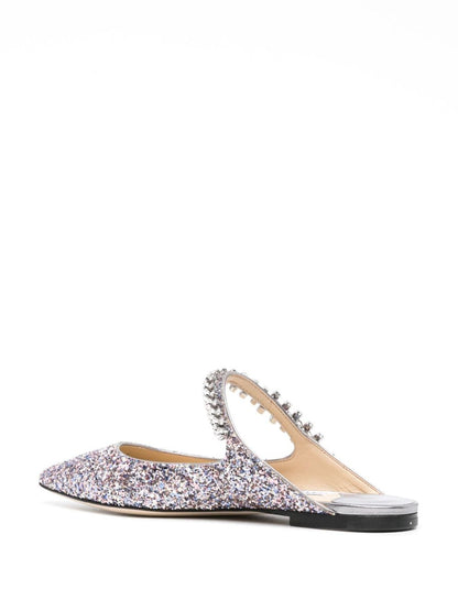 Bing flat crystal strap glitter mules