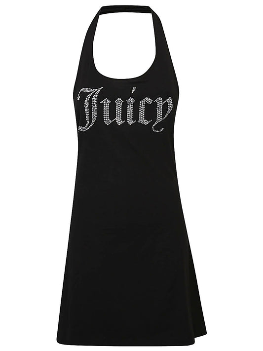 Logo halter mini dress