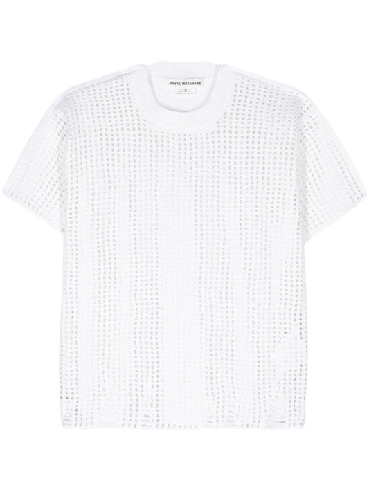 Opne-knit crewneck t-shirt