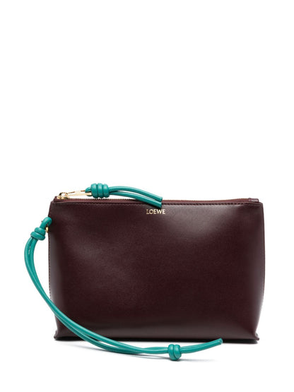 Knot leather clutch bag