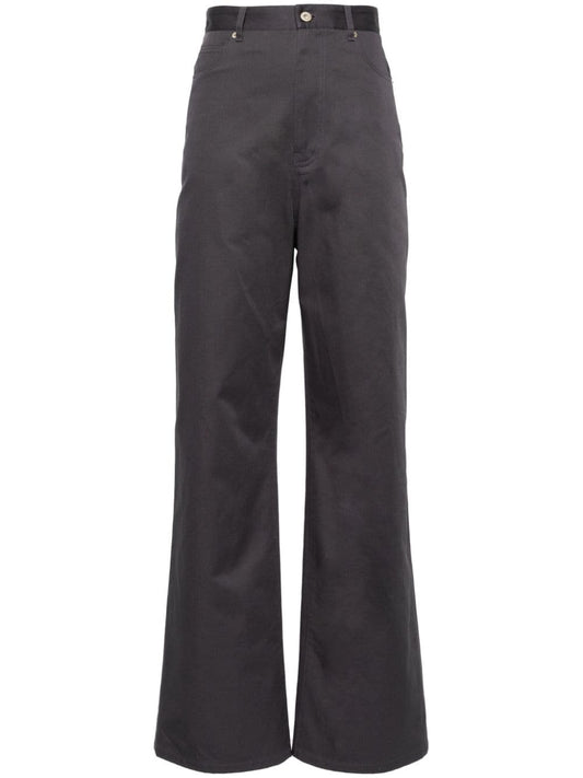 High-waisted cotton trousers