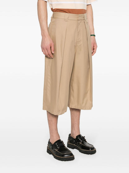 Cotton pleated cropped trousers