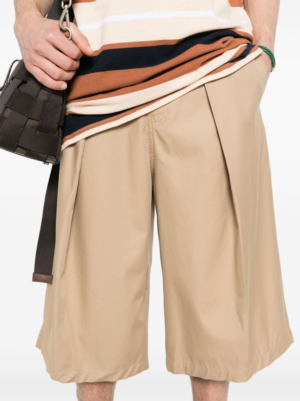 Cotton pleated cropped trousers