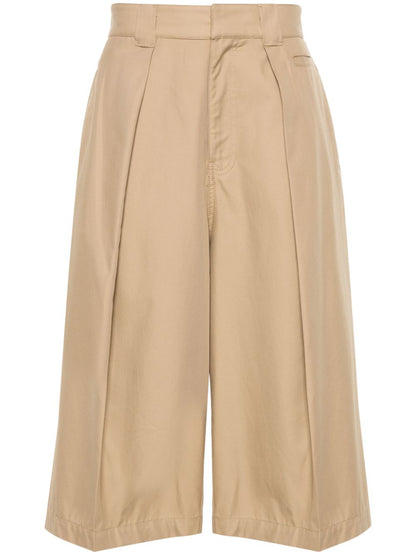 Cotton pleated cropped trousers