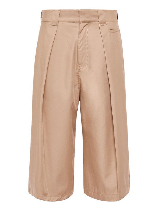 Cotton pleated cropped trousers