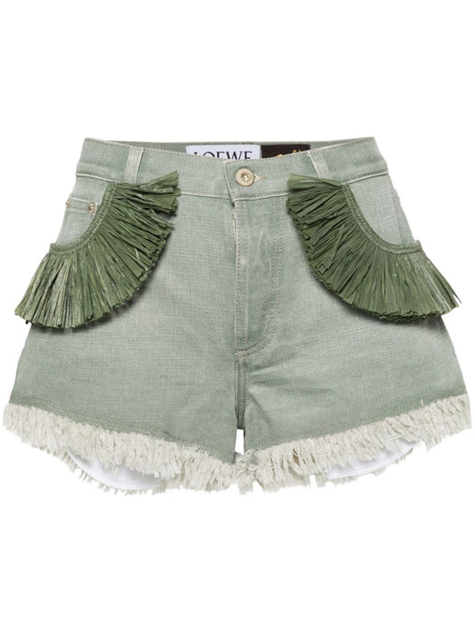 Frayed denim shorts