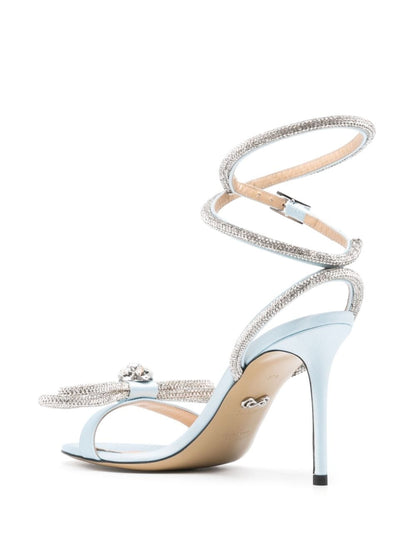 Double bow satin high heel sandals