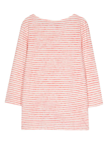 Striped linen blend boat-neck t-shirt