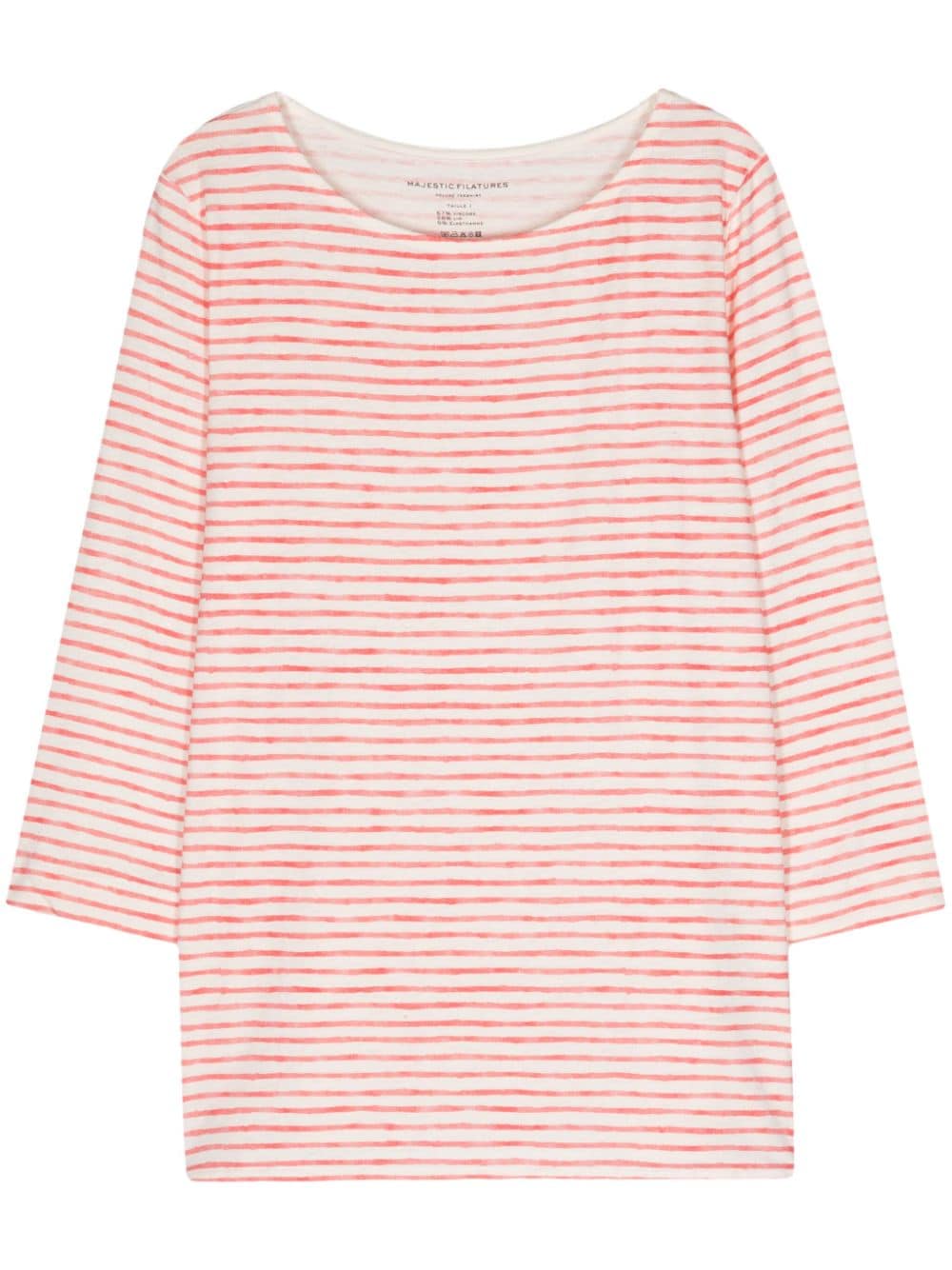 Striped linen blend boat-neck t-shirt