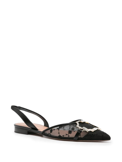 Misha embellished mesh slingback ballet flats