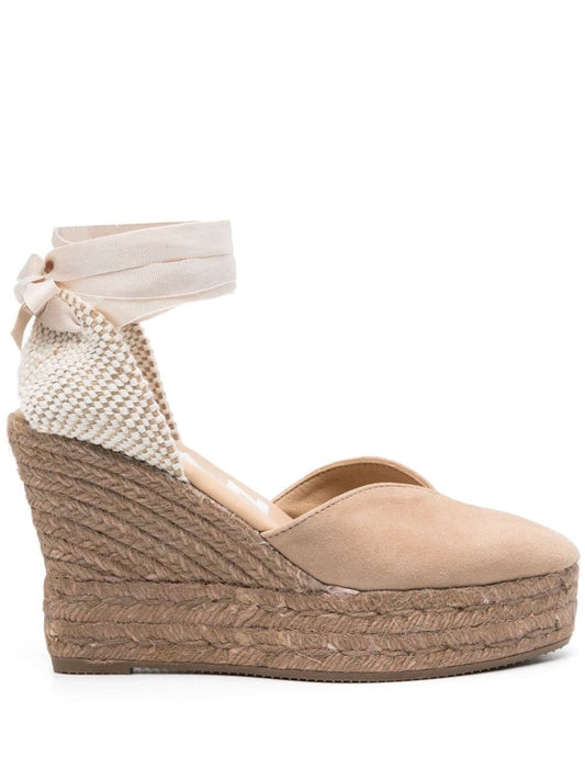 Hamptons suede heart-shaped wedge espadrilles