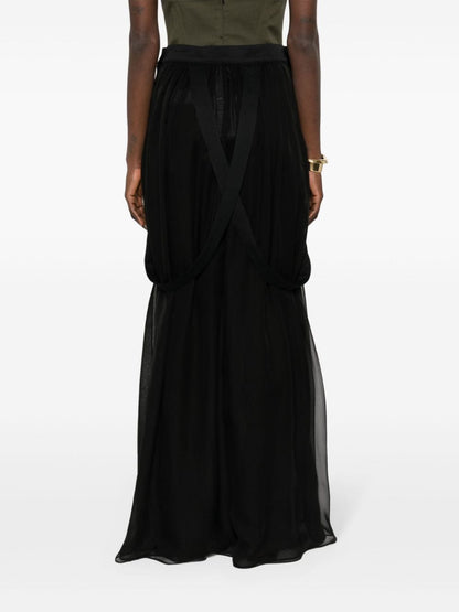 Silk chiffon long skirt