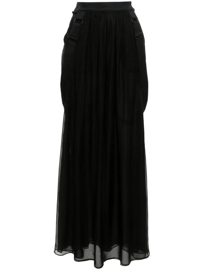 Silk chiffon long skirt