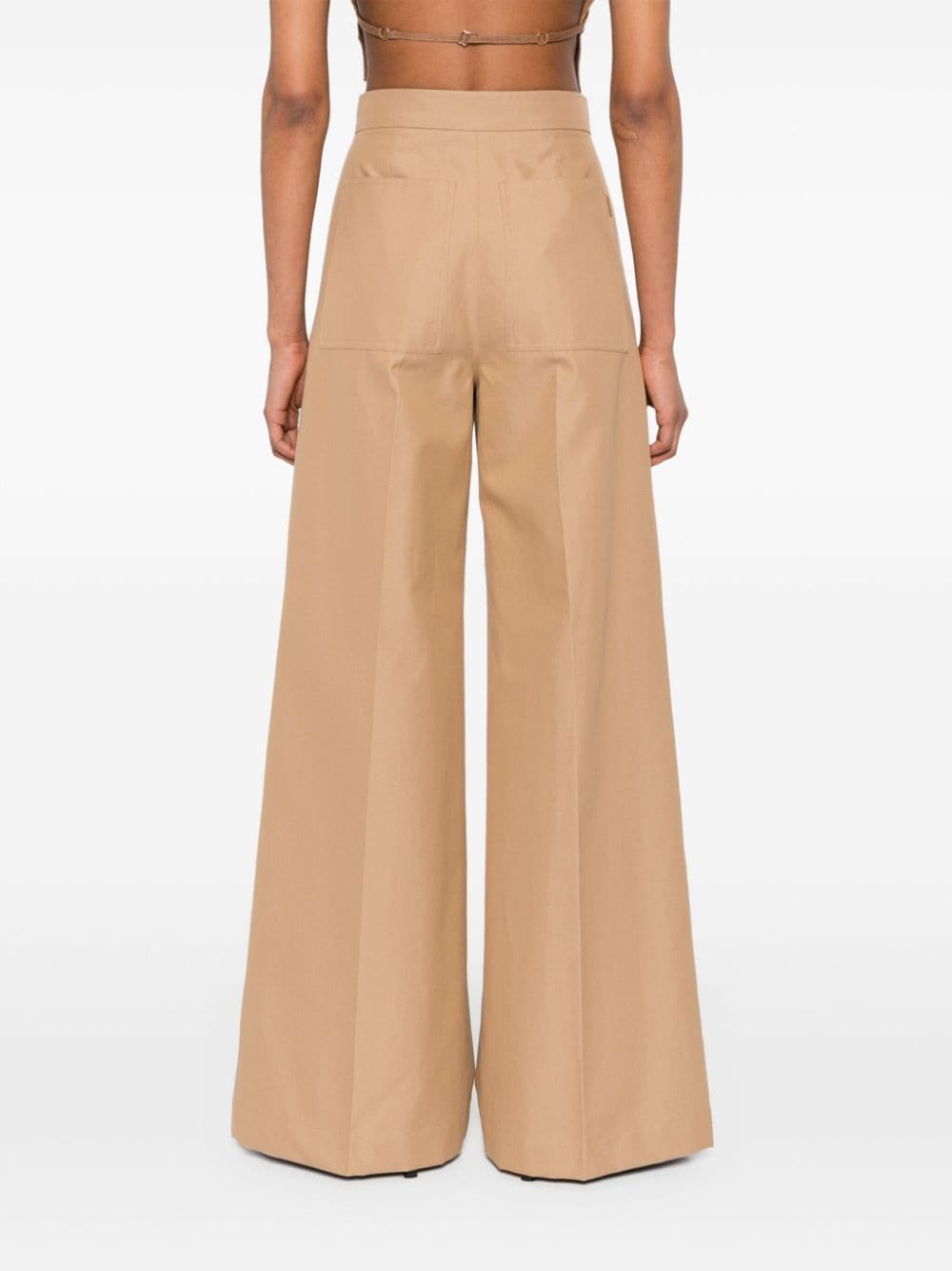 Wide-leg cotton trousers