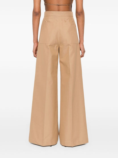 Wide-leg cotton trousers