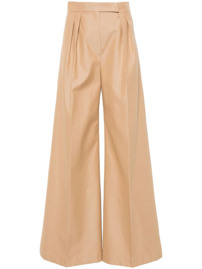 Wide-leg cotton trousers