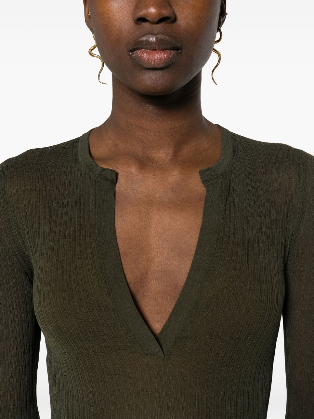 V-necked silk top