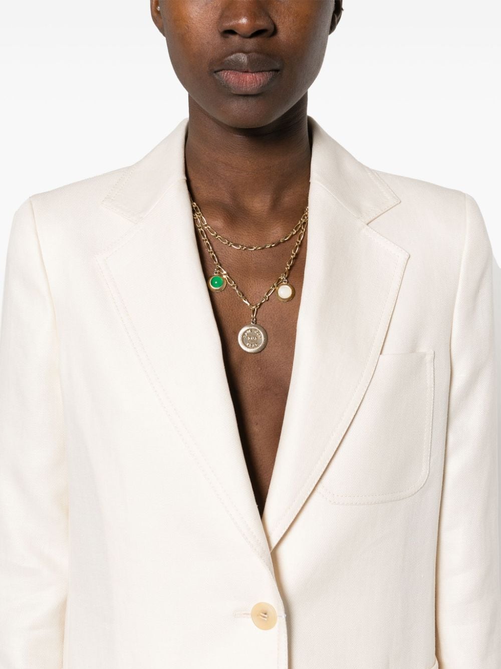 Linen single-breasted blazer jacket