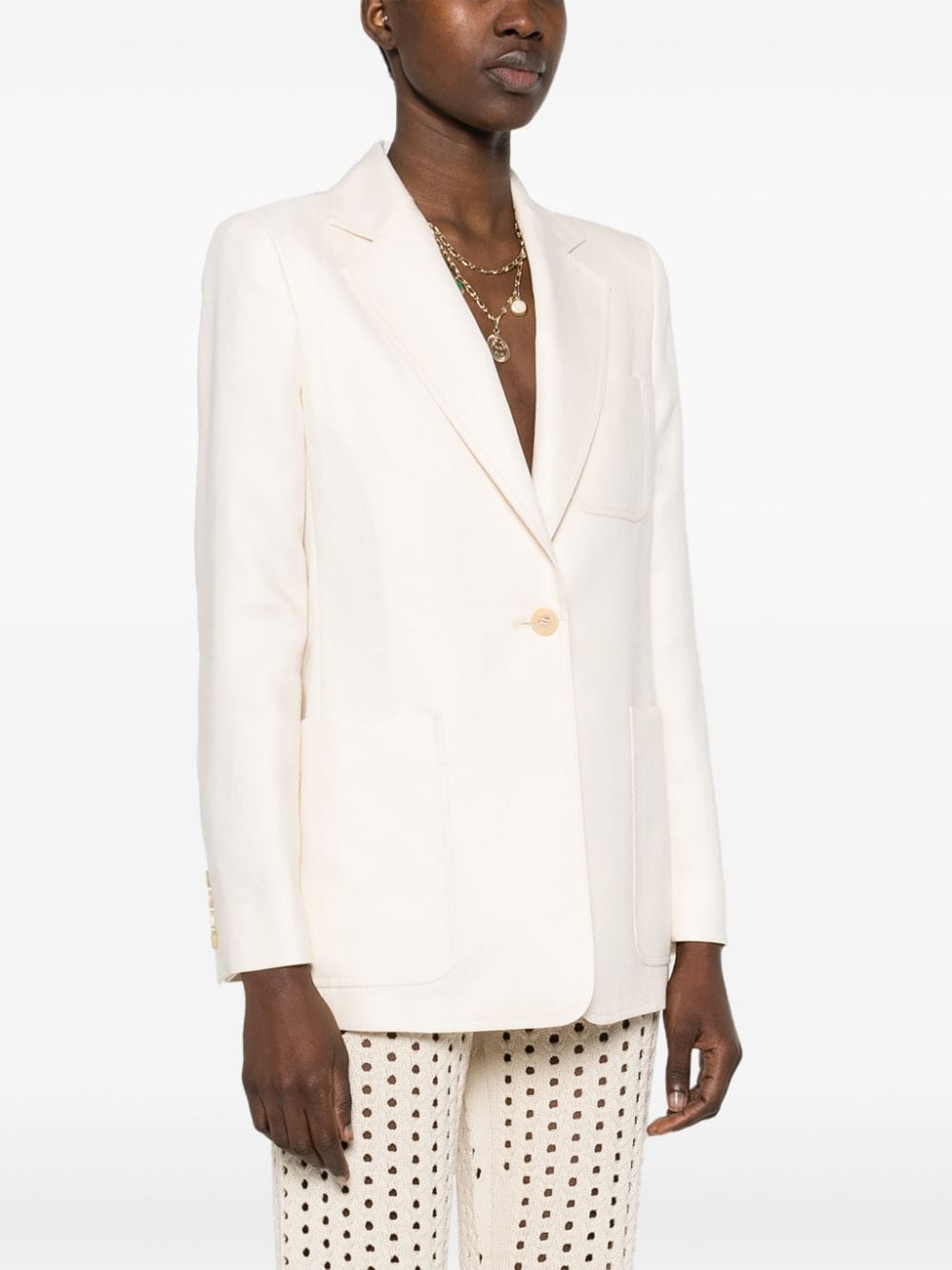 Linen single-breasted blazer jacket