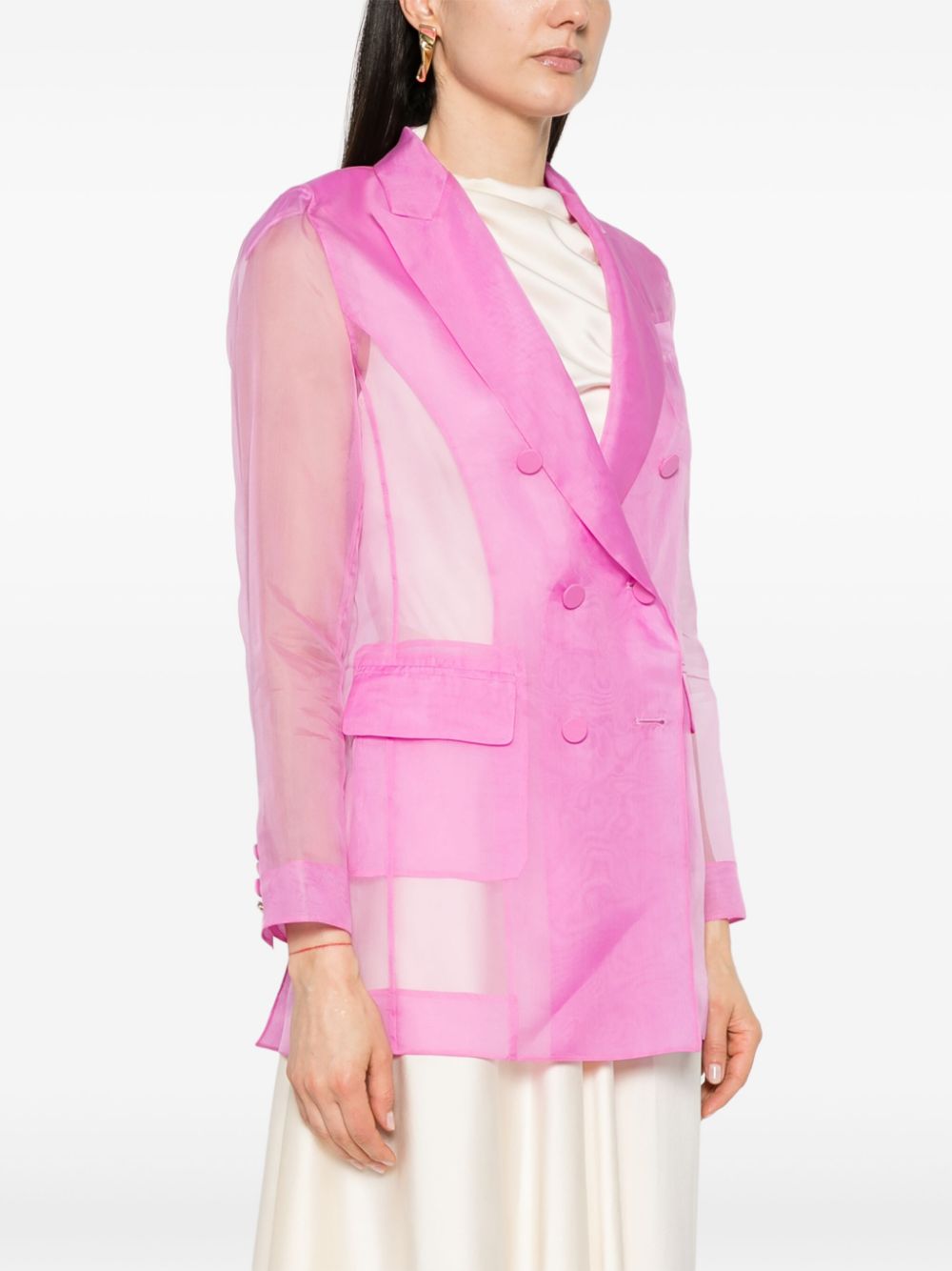 Silk double-breasted blazer jacket