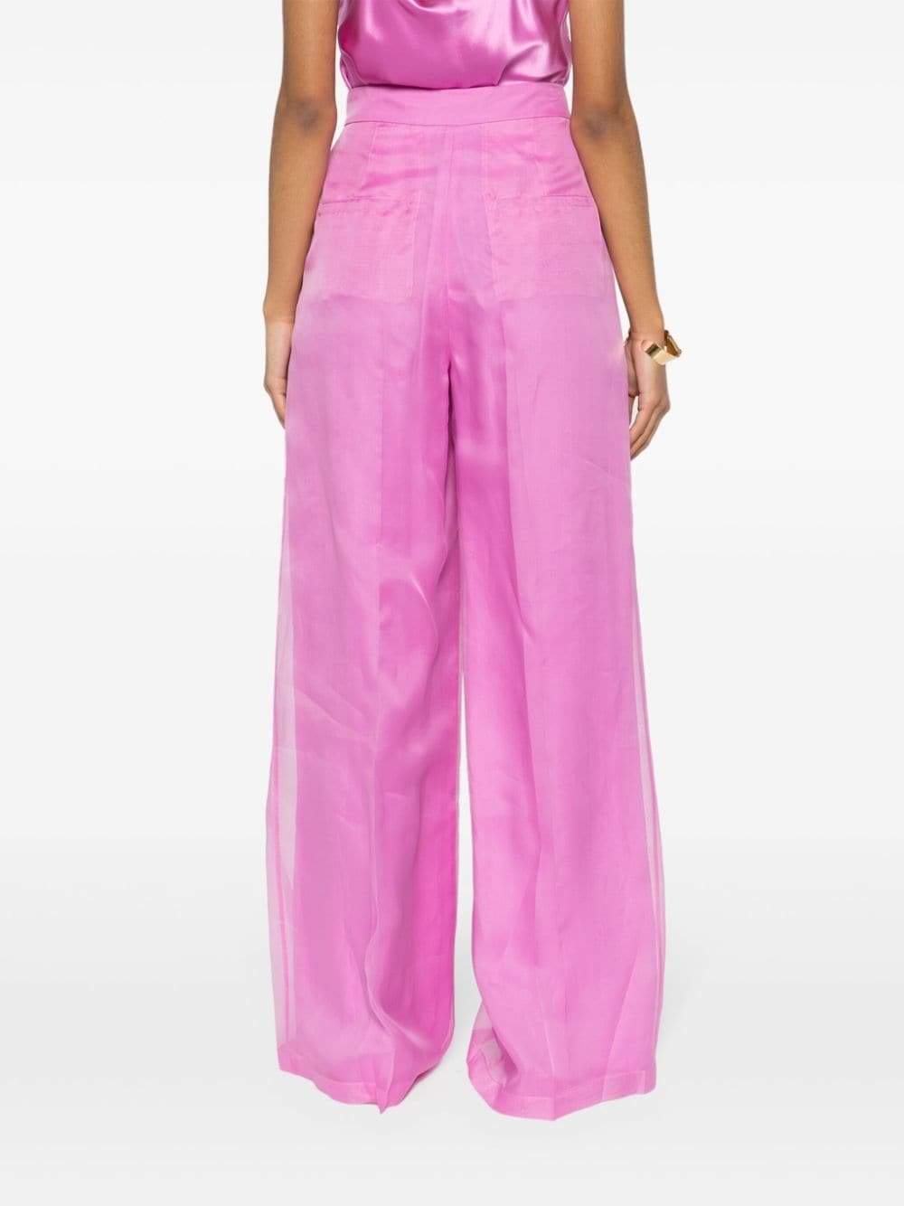 Wide-leg silk trousers