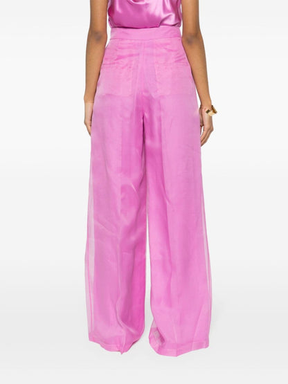 Wide-leg silk trousers