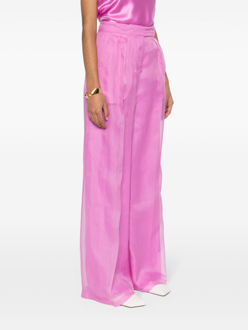 Wide-leg silk trousers