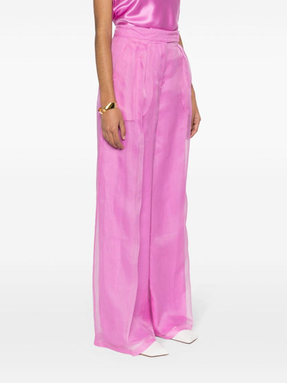 Wide-leg silk trousers